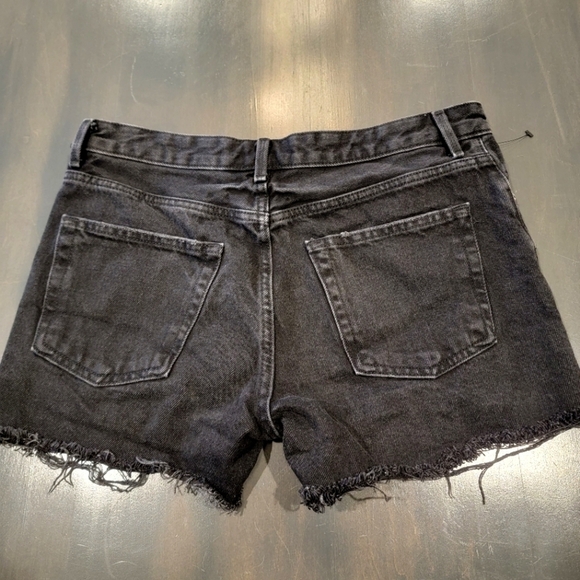 TopShop Moto Ashley High Rise Vintage Distressed Fray Hem Black Denim Shorts 6 - Picture 6 of 10
